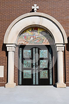 Church Door, Stained Glass, Religion