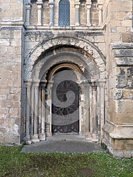 Church door way , medievil church door and stone carved architecture