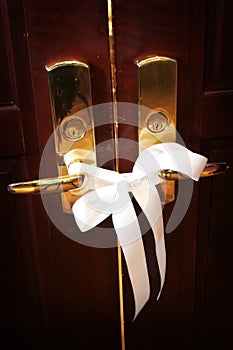 Church doors before a wedding ceremony