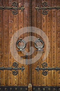 Church doorway with wooden doors