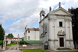 Church and elegant building in PortobuffolÃ¨ in the province of Treviso in the Veneto (Italy)