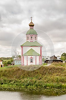 Church of Elijah the Prophet on Ivanova mountain before the storm in Suzdal