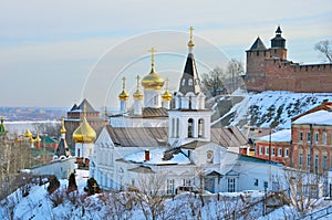 The Church of Elijah the Prophet and the Kremlin. Nizhny Novgorod, Russia