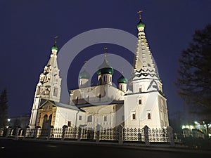 Church of Elijah the Prophet in Yaroslavl by night, Russia