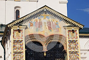 Church of Elijah the Prophet in Yaroslavl (Russia). Icons on facade.