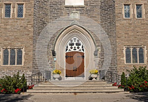 Church Entrance and Flowers