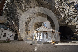 Church at the entrance of Ialomita Cave in Bucegi mountains, Romania