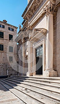 Church entrance in the old town of Dubrovnik.