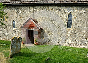 Church entrance. St Botolphs Church. Botolphs, Sussex, Uk