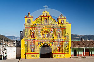 Church facade in San Andres Xecul town