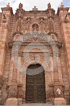 Church facade in Zacatecas Mexico