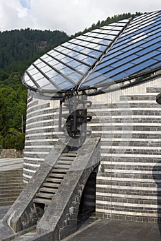 The church of famous architect Mario Botta at Mogno, Switzerland