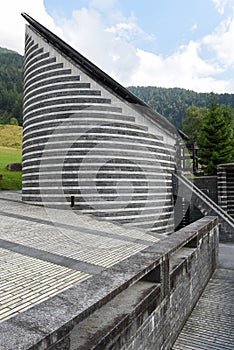 The church of famous architect Mario Botta at Mogno, Switzerland