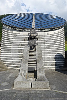 The church of famous architect Mario Botta at Mogno, Switzerland