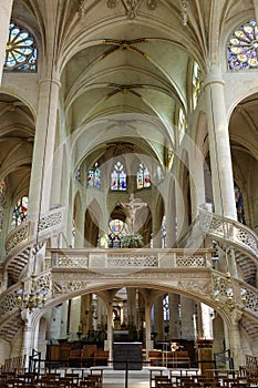 rich decoration, the oldest organ case, amazement at the splendour in the church of Saint-Etienne-du-Mont in Paris, France