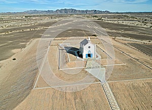 The church at Felicity, California from the air photo