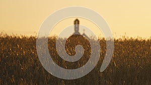 Church on field on polish village