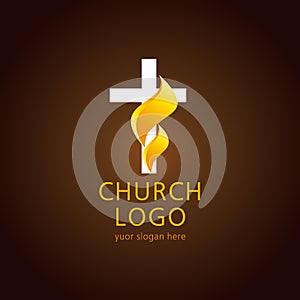 Church flame cross logo