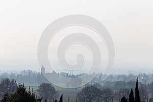 Church in the fog