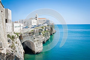 Church in front of adriatic sea in the Vieste Italy