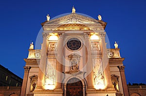 Church front at dusk