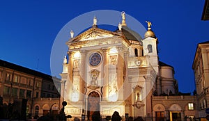 Church front at dusk