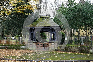 Church gates with covered entrance