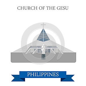 Church of Gesu Manila Philippines vector flat attraction travel photo