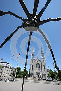 A church and a giant spider