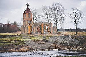 Church in gloomy  landscape