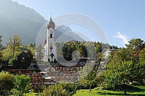 The church in Grainau with Zugspitze 03