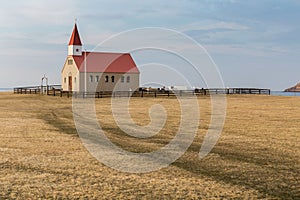 Church and graveyard in remote grassland on the Snaefellsnes peninsula