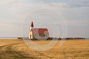 Church and graveyard in remote grassland on the Snaefellsnes peninsula