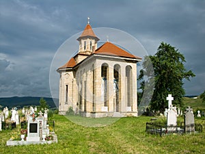 Church and graveyard in Romania
