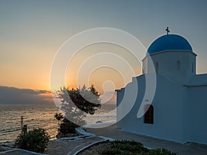 church in the greek islands of Paros at sunrise