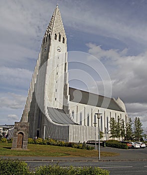 Church Hallgrimskirkja in the city Reykjavik, Iceland