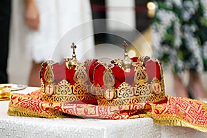 Church headdress for orthodox wedding.