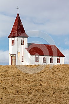 Church in the Hellnar village in Iceland photo