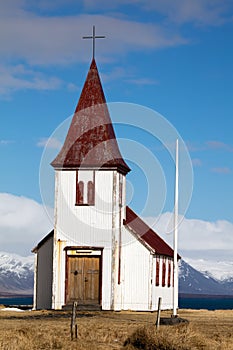 Church in the Hellnar village in Iceland photo