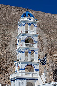 Church of Holy Cross in the central square of Perissa on Santorini Island