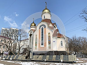 Church of the Holy Prince Igor of Chernigov in spring, Vladivostok, Russia.