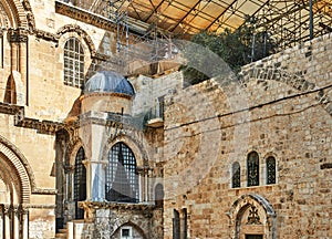 Church of the Holy Sepulchre in Old City. Is the most sacred place for all Christians in the world. Golgotha, Stone of Anointing,