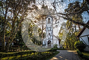 Church and houses at Immigrant Village Park & x28;Parque Aldeia do Imigrante& x29; - Nova Petropolis, Rio Grande do Sul, Brazil photo