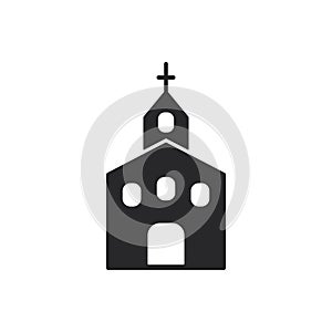 Church icon. Holy place building silhouette sign.