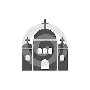 Church icon. Holy place building silhouette sign. Church outline black symbol.