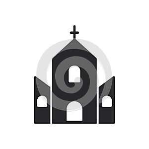 Church icon. Holy place building silhouette sign. Church outline black symbol