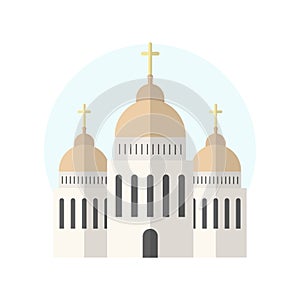 Church icon isolated on white background. Vector illustration for religion architecture design. Cartoon church building silhouette