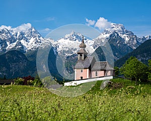 Church in an idyllic alpine landscape, Lofer, Salzburger Land, Austria
