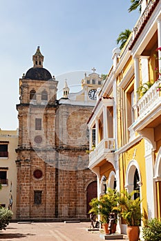 Church Iglesia de San Pedro Claver, colonial buildings located in Cartagena de Indias, in Colombia