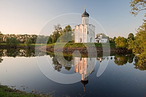 Church of Intercession on the Nerl in the evening, at sunset photo